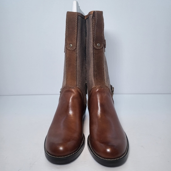 Harley Davidson Womens Size 6 Heatherton Biker Boots Black Leather/Canvas Zip - Picture 11 of 15